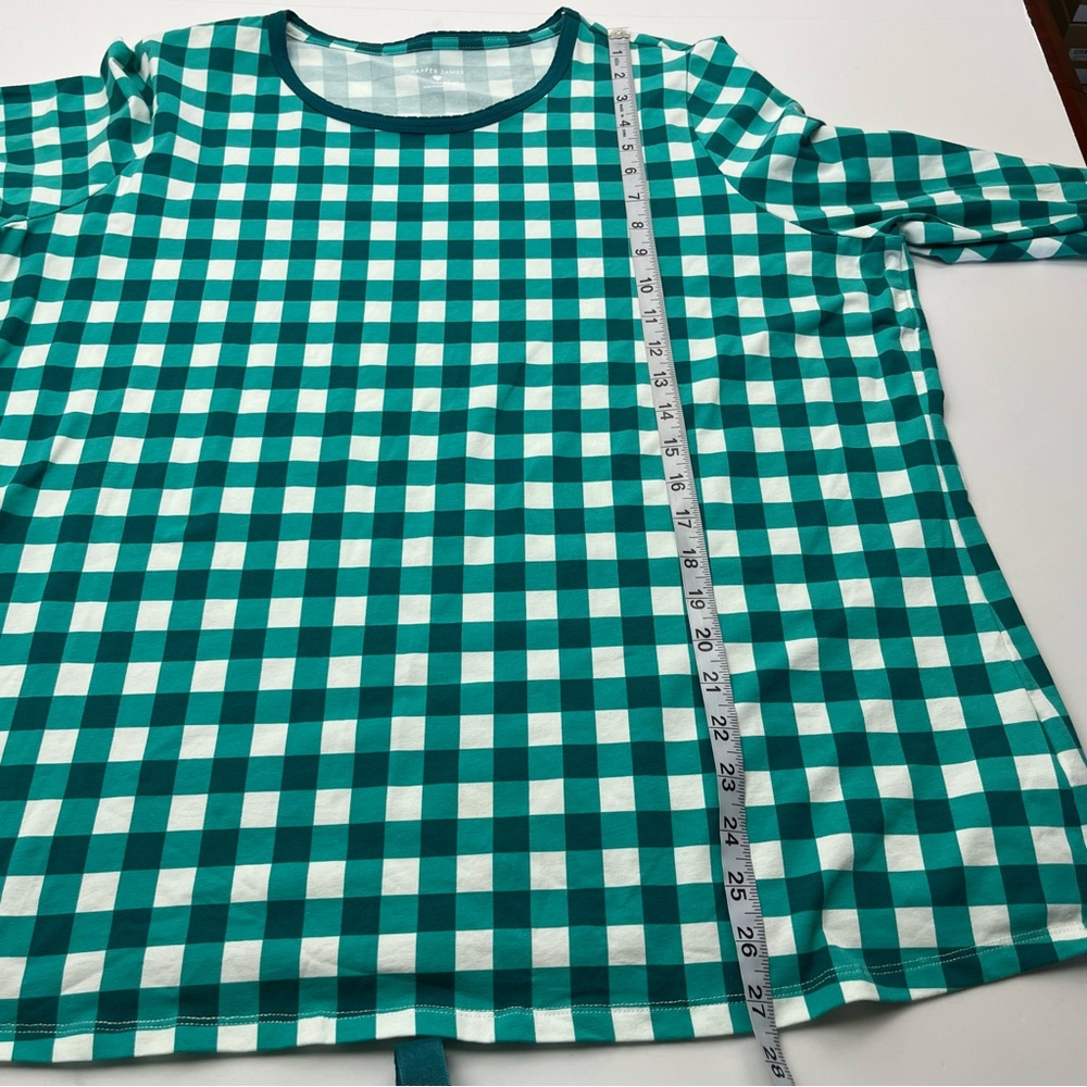 Draper James x Lands’ End Green White Checker Gingham Women 1X 16W - 18W Pajamas - Picture 8 of 13